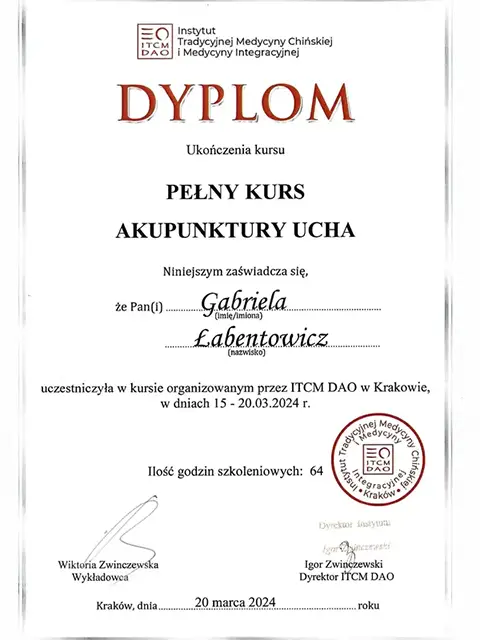 Akupunktura ucha, pełny kurs